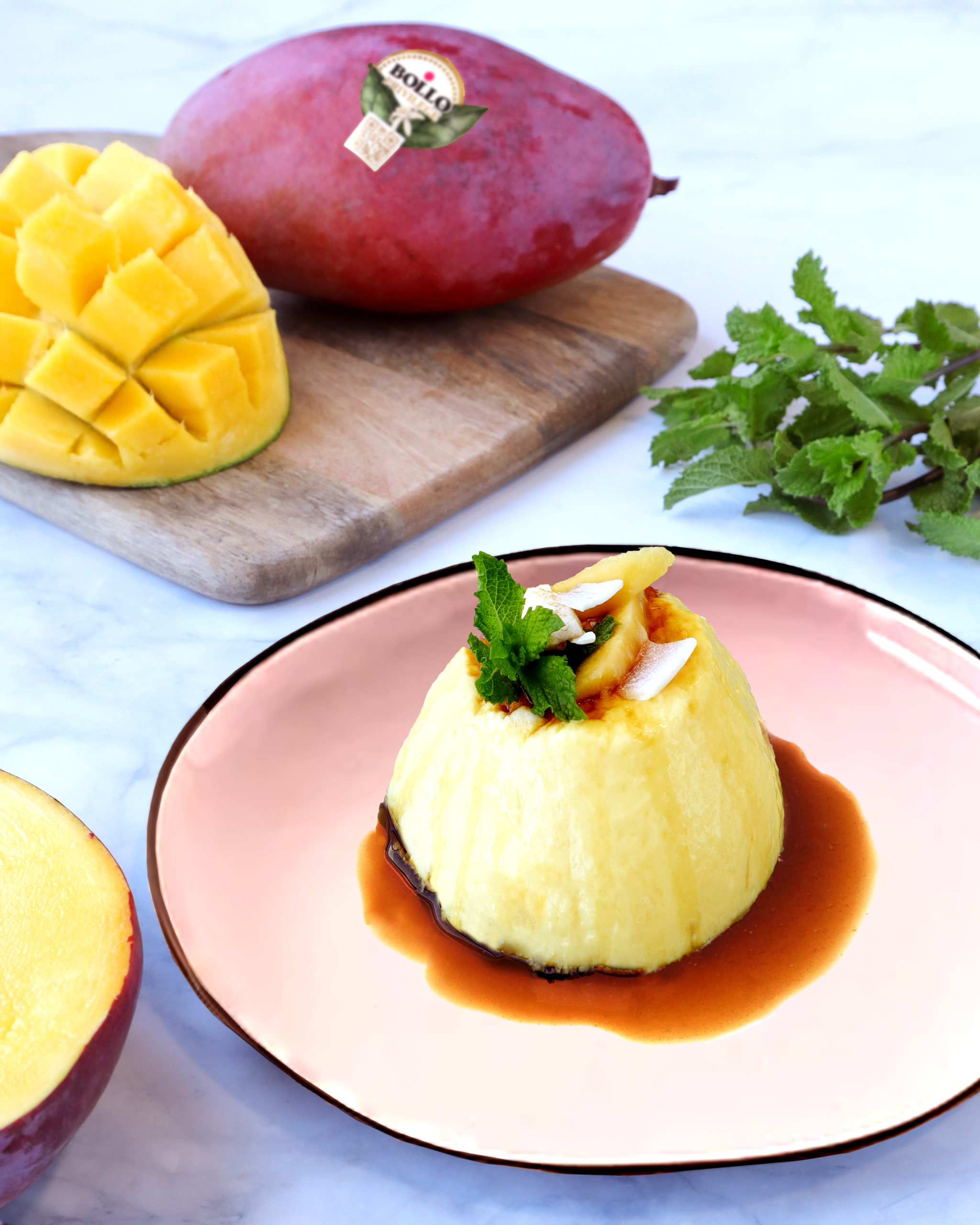Flan de mango saludable